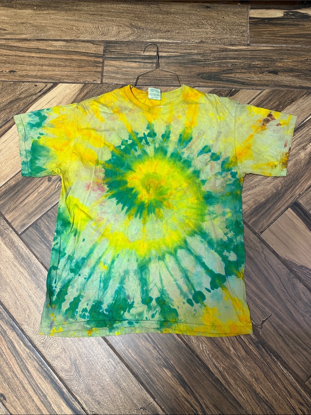 Tie-Dye Crewneck Short-Sleeve Shirt - Yellow & Green